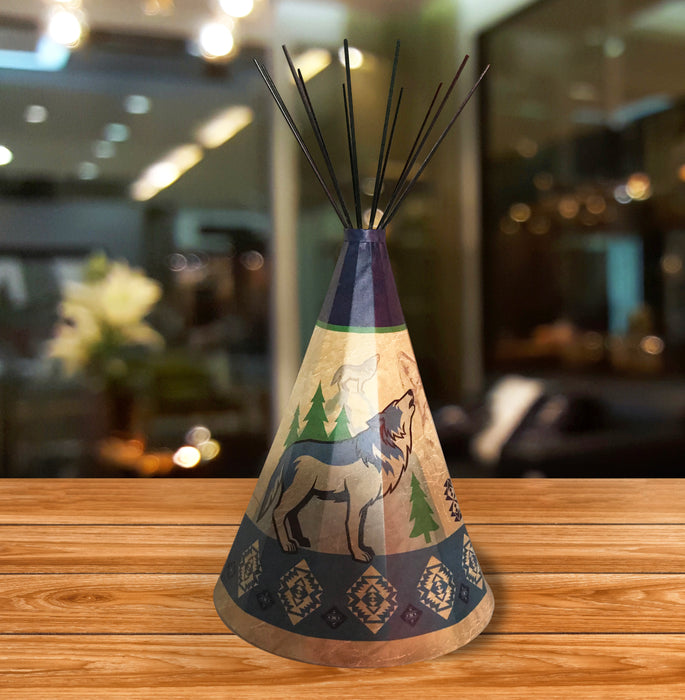 Traditional Wolf (Humility) Parchment Teepee Lamp - Large