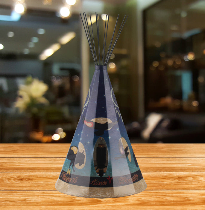 Modern 7 Sacred Animals Parchment Teepee Lamp - Large