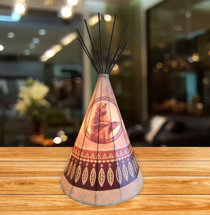 Traditional Bear (Courage) Parchment Teepee Lamp - Large