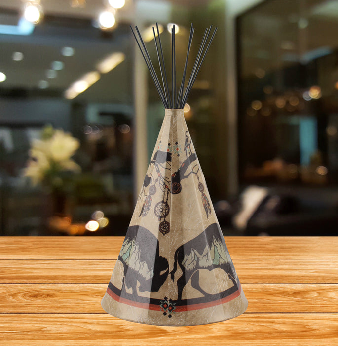 Traditional Buffalo (Respect) Parchment Teepee Lamp - Large