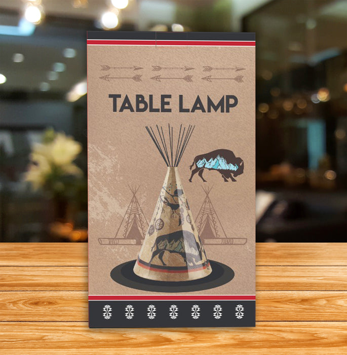 Traditional Buffalo (Respect) Parchment Teepee Lamp - Large