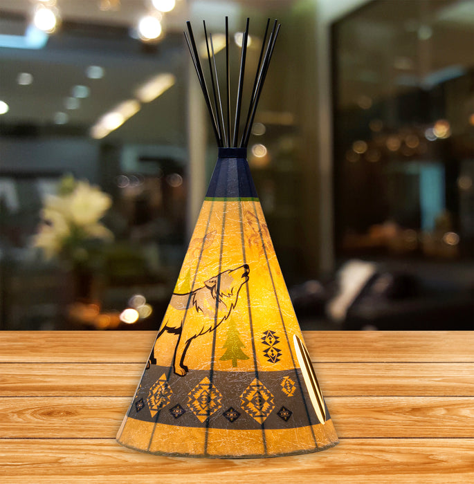 Traditional Wolf (Humility) Parchment Teepee Lamp - Large
